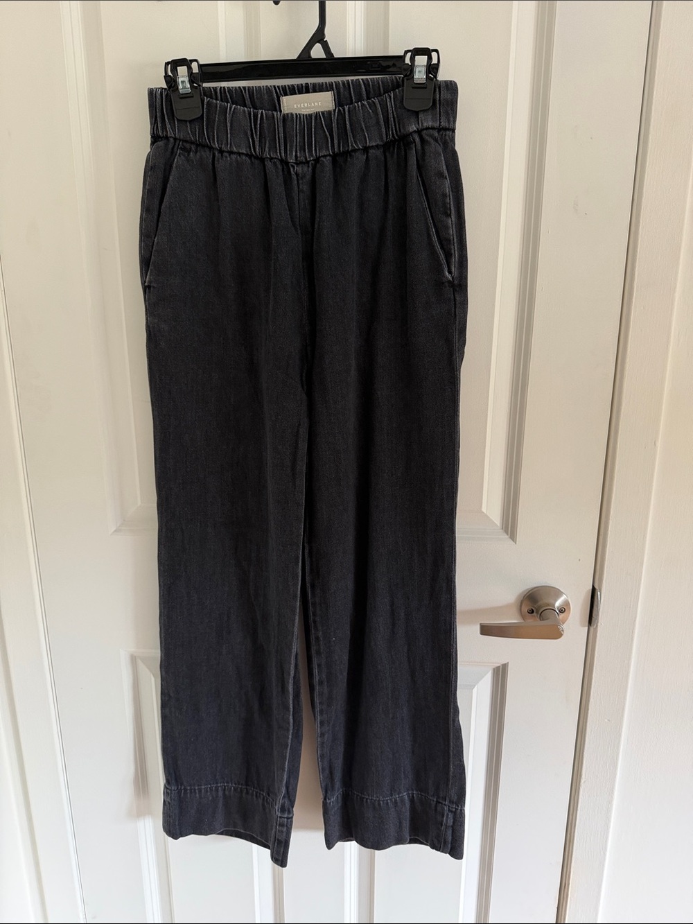 Everlane dark blue Wide-Leg Elastic-Waist Jeans